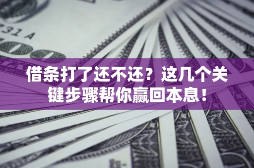 济南借条打了还不还？这几个关键步骤帮你赢回本息！